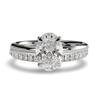 3.0CT Oval Cut Solitaire Ring Set with Hidden Halo & Pavé Band in Sterling Silver
