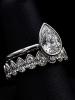3.0CT Pear-Cut Moissanite · Bezel Solitaire · Full Bezel Eternity Band · Yellow Gold