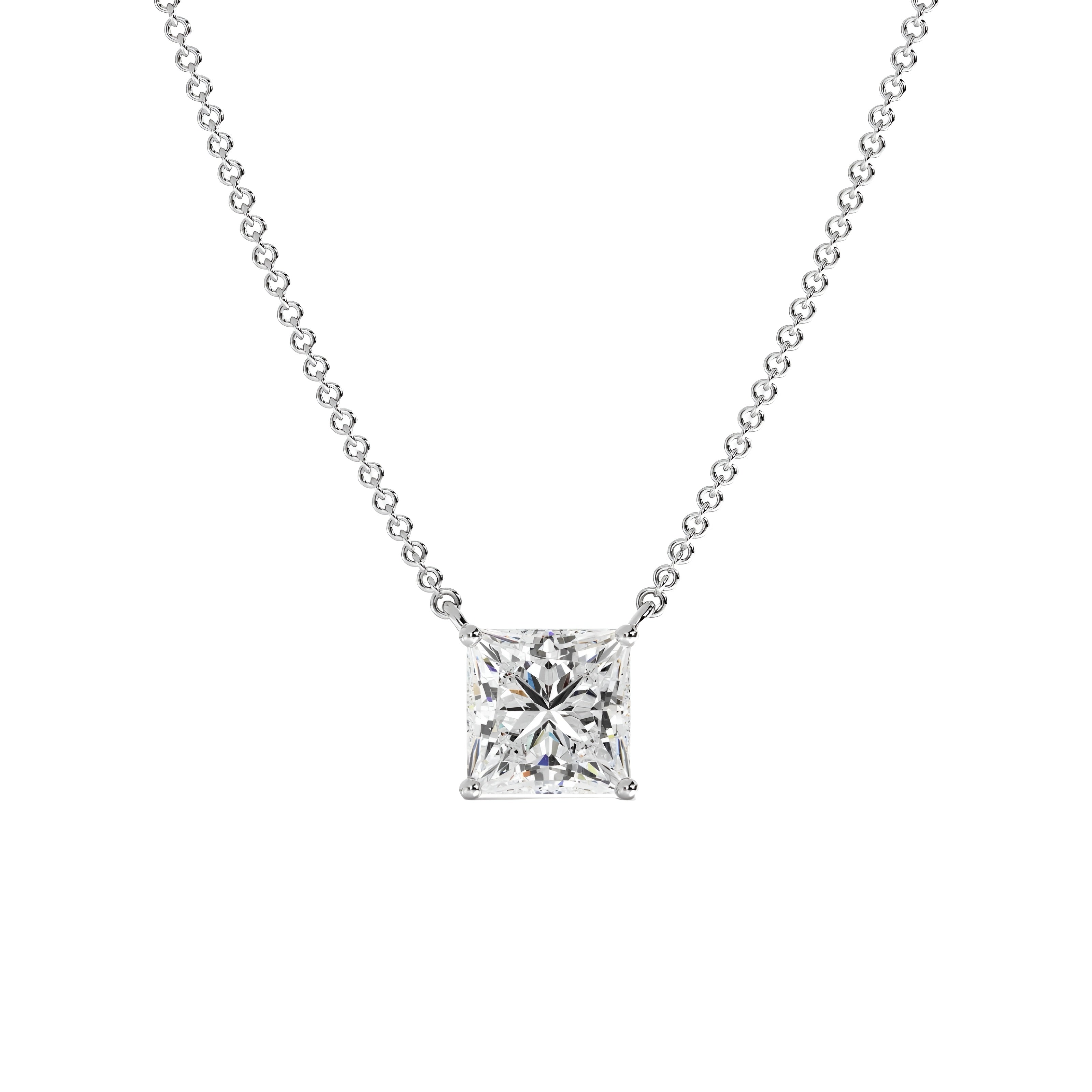 2.0ct Princess Cut Solitaire Necklace