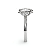 MG SOLARA™ 5.0ct Oval Cut Solitaire with Hidden Halo — Sterling Silver & White Gold