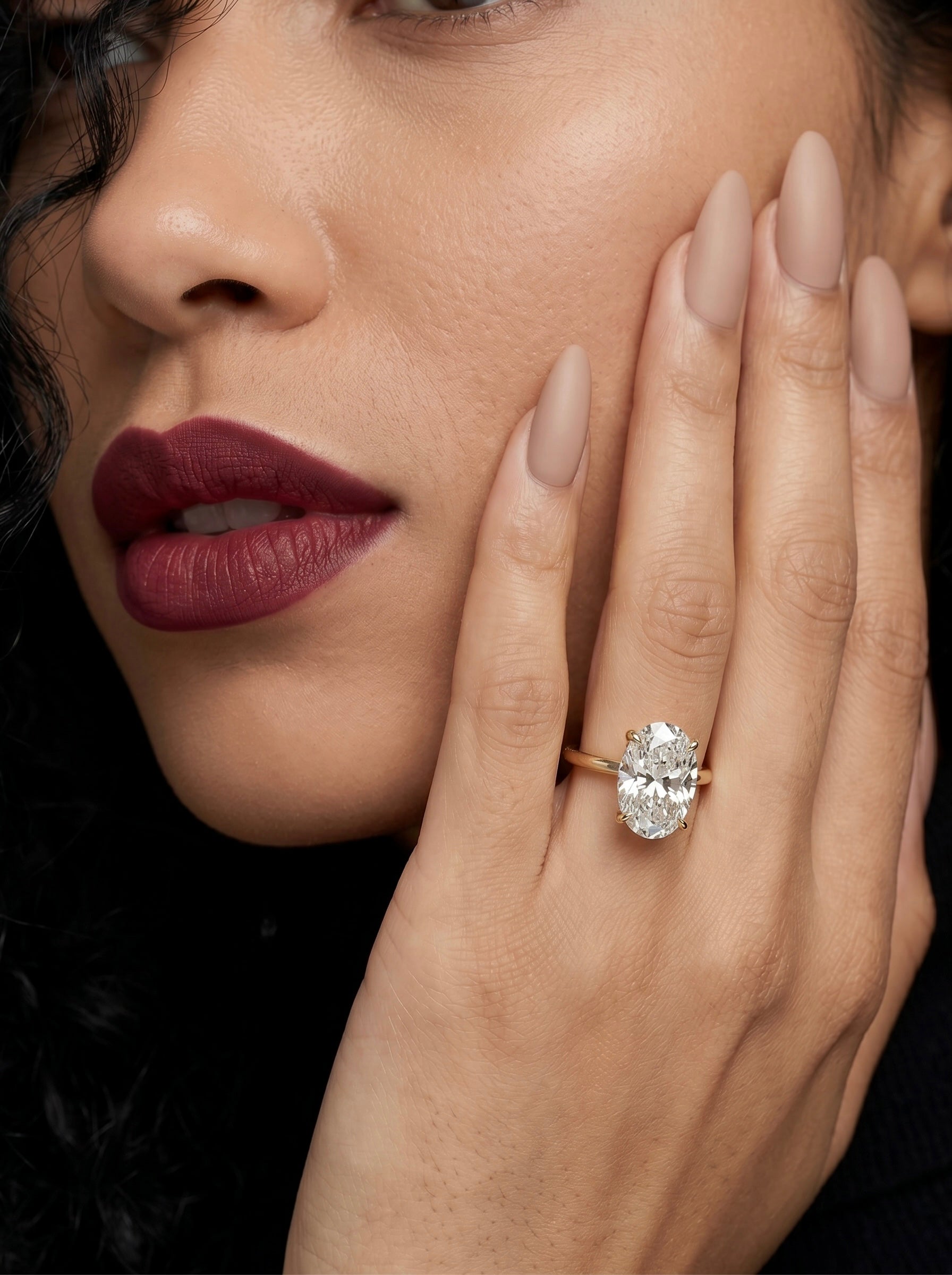 MG SOLARA™ 5.0ct Oval Cut Solitaire with Hidden Halo — 9K–18K Solid Gold
