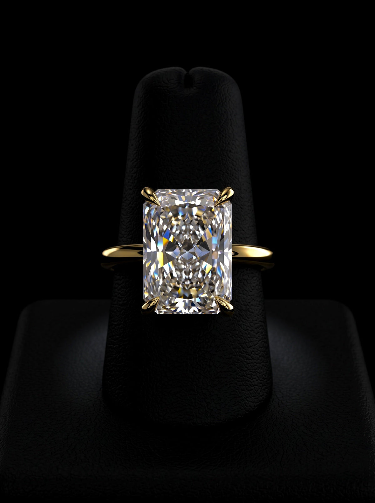 MG Luminaire™️ 3.0CT Radiant Cut Solitaire Ring - 9CT, 14CT, and 18K Yellow Gold MG Essence