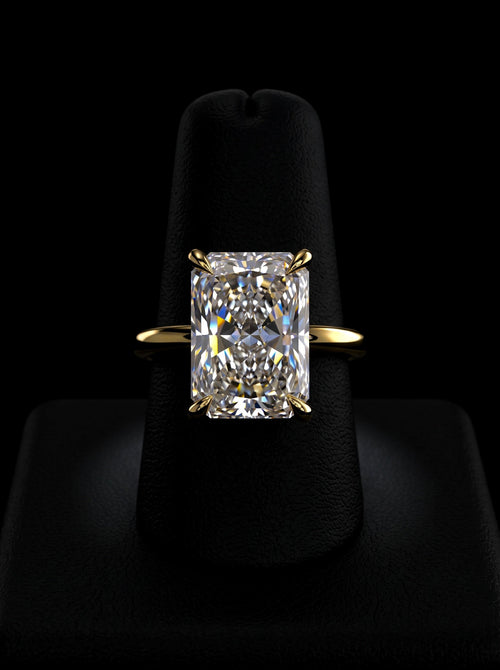 MG Luminaire™️ 3.0CT Radiant Cut Solitaire Ring - 9CT, 14CT, and 18K Yellow Gold MG Essence