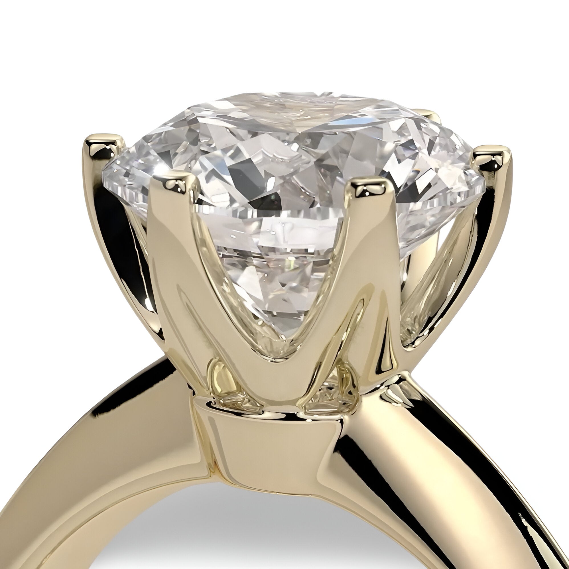 2.0ct Premium Round Brilliant Solitaire Ring – 6-Claw Tiffany Setting | 9K–18K Yellow Gold