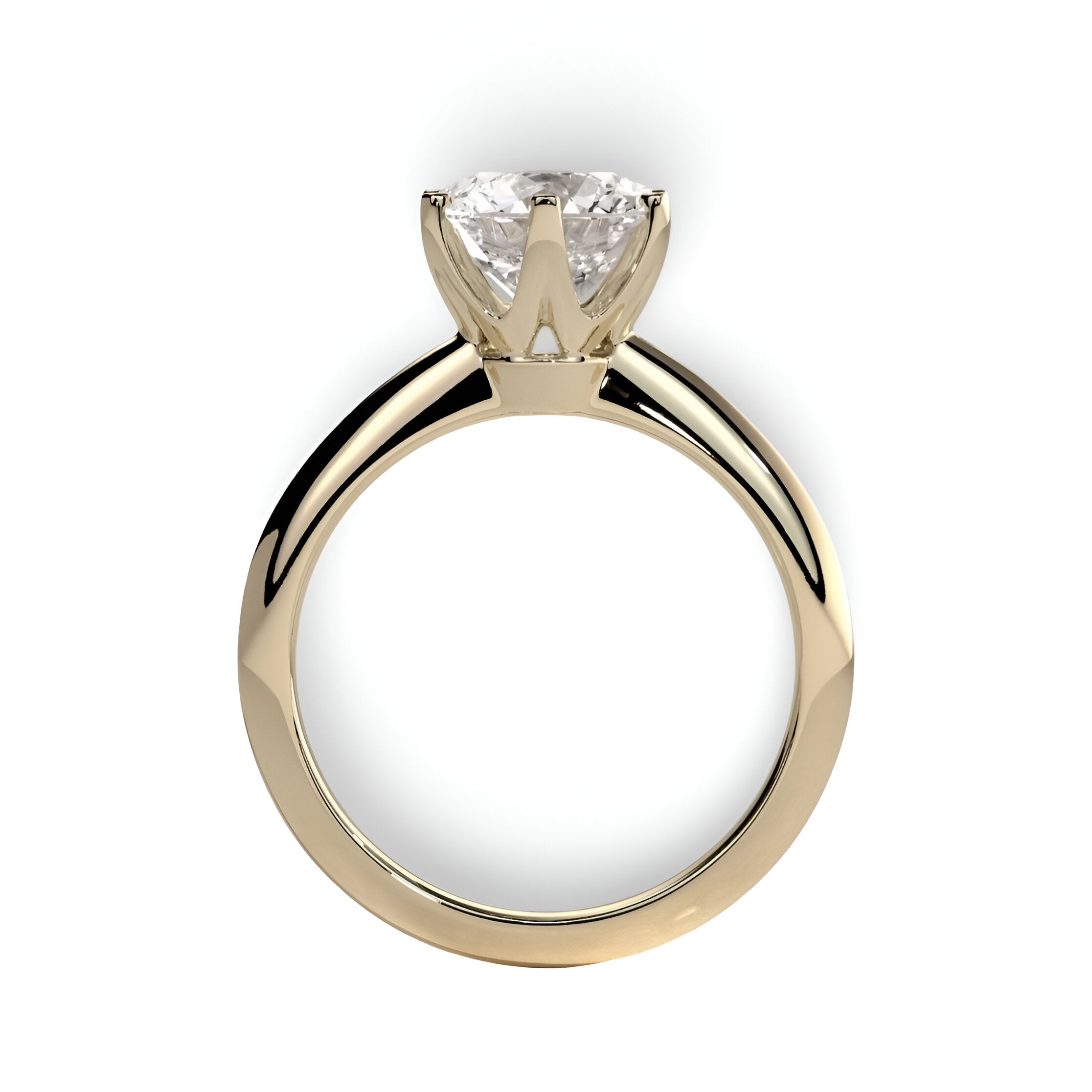 2.0ct Premium Round Brilliant Solitaire Ring – 6 Eagle-Tipped Claws with Petal Prong Setting | 9K–18K Yellow Gold