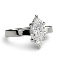 2.0ct Marquise Cut Hidden Halo Solitaire – Sterling Silver & White Gold Edition