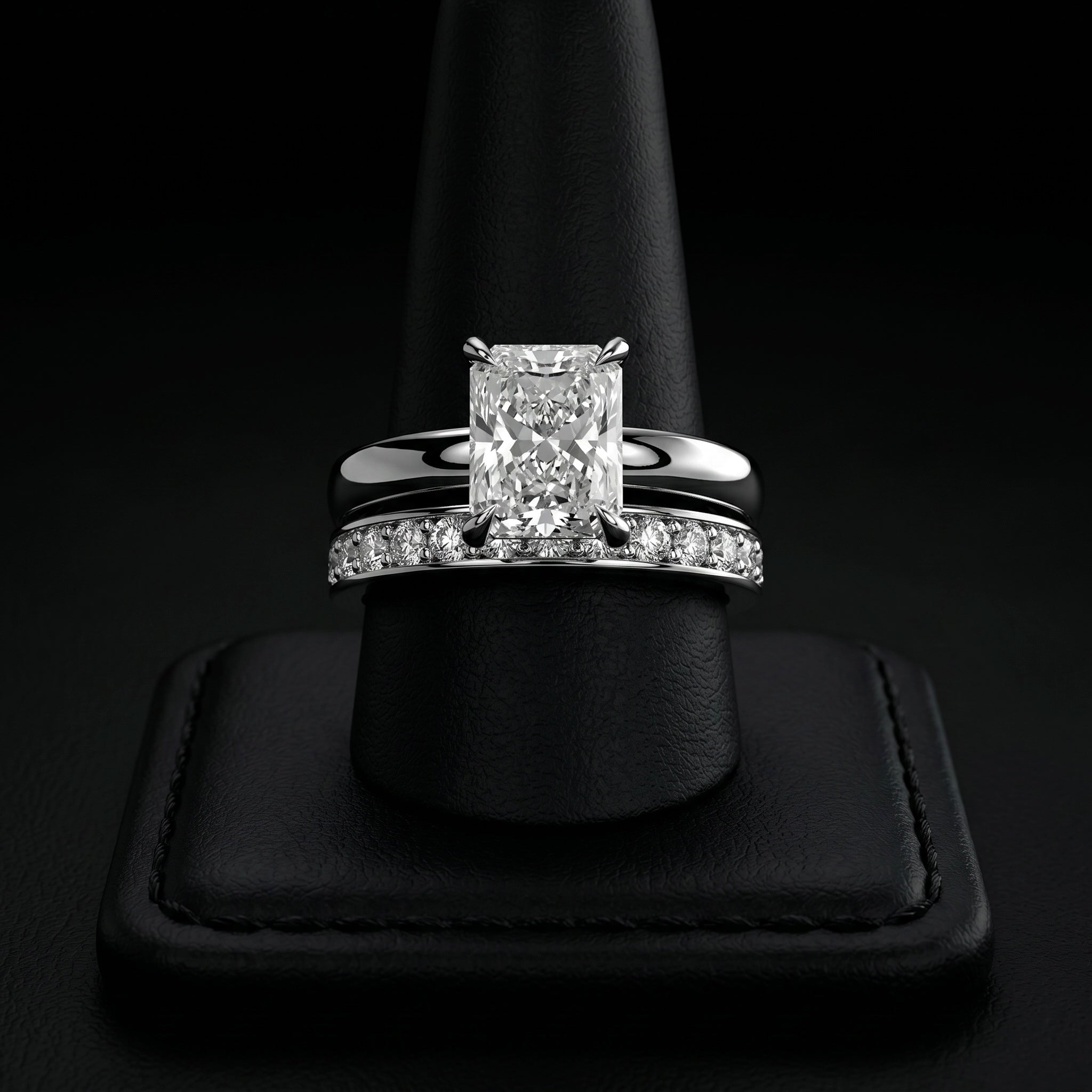 3.0ct Radiant Cut Hidden Halo Solitaire Ring