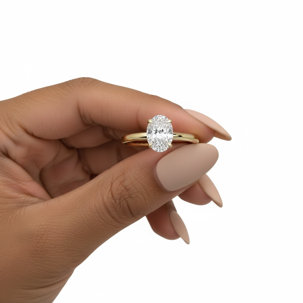 1.0ct Oval Cut Solitaire Ring – Classic Solitaire Setting | 9–18K Yellow Gold