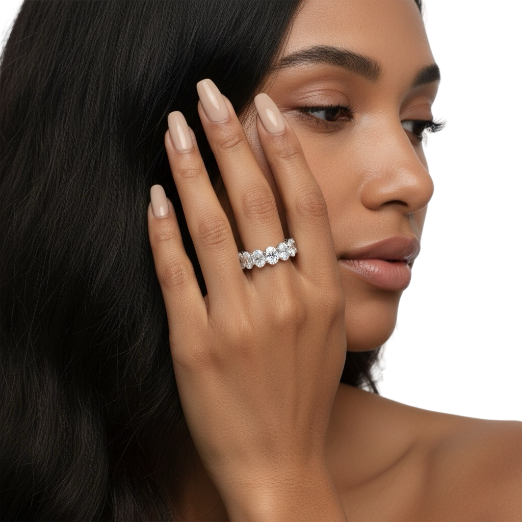 14ct Total Weight Oval Cut Full Eternity Band – 1ct Per Stone | Moissanite