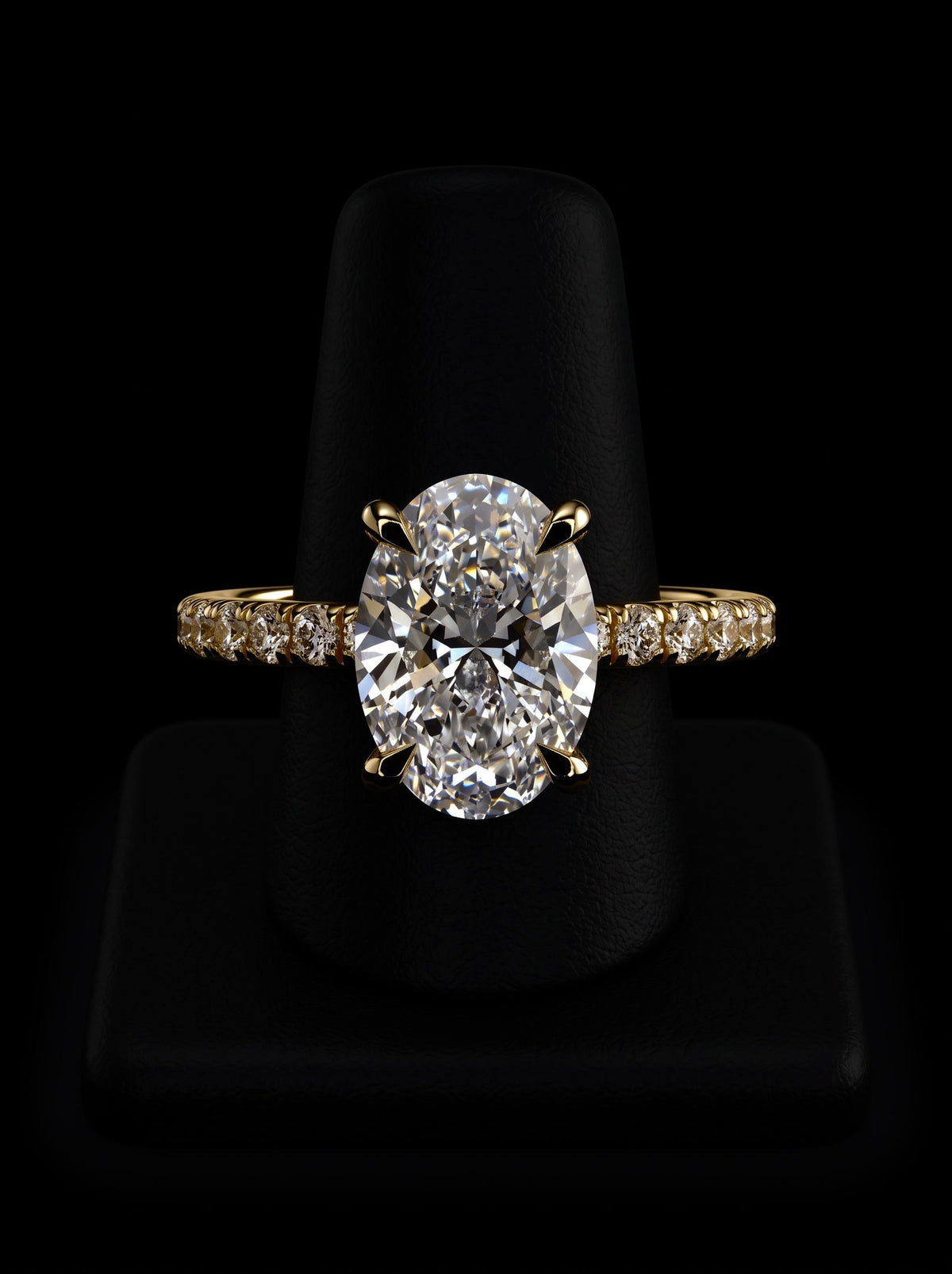 2.0CT Oval Cut Hidden Halo Pavé Engagement Ring - 9-18K Yellow Gold MG ESSENCE