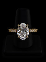 2.0CT Oval Cut Hidden Halo Pavé Engagement Ring - 9-18K Yellow Gold