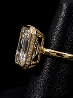 10.0CT Emerald-Cut Moissanite · Bezel Setting · Hidden Halo · Solid Gold