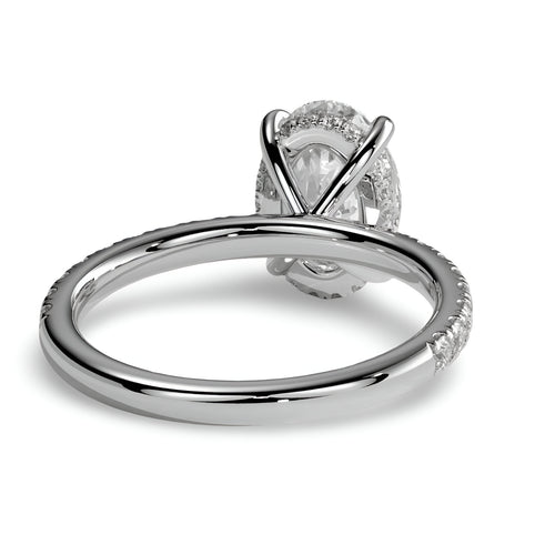 2.0CT Oval Cut Hidden Halo Pavé Engagement Ring - Sterling Silver & 9-14K White Gold