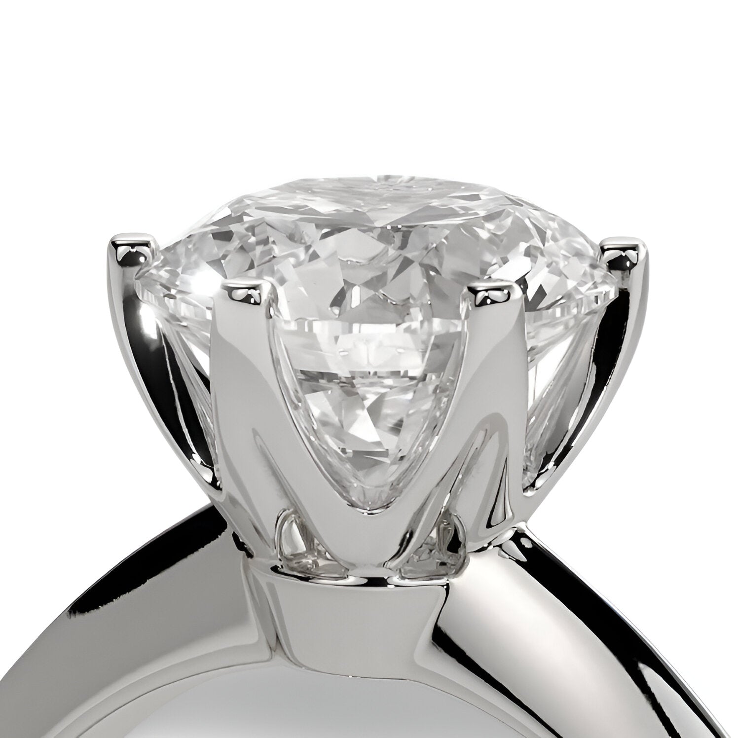 2.0ct Premium Round Brilliant Solitaire • 6-Claw Tiffany Setting — Sterling Silver & White Gold