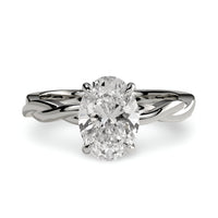 3.0ct Oval Cut Hidden Halo Twisted Shank Solitaire - Sterling Silver & 9-14K White Gold