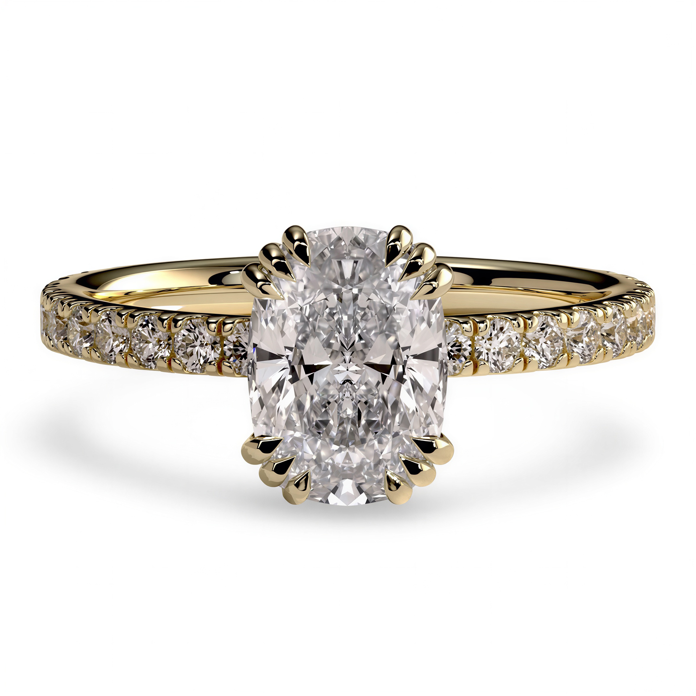 MG TALON PAVÉ™ Cushion Cut with Double Triple-Claw Prongs