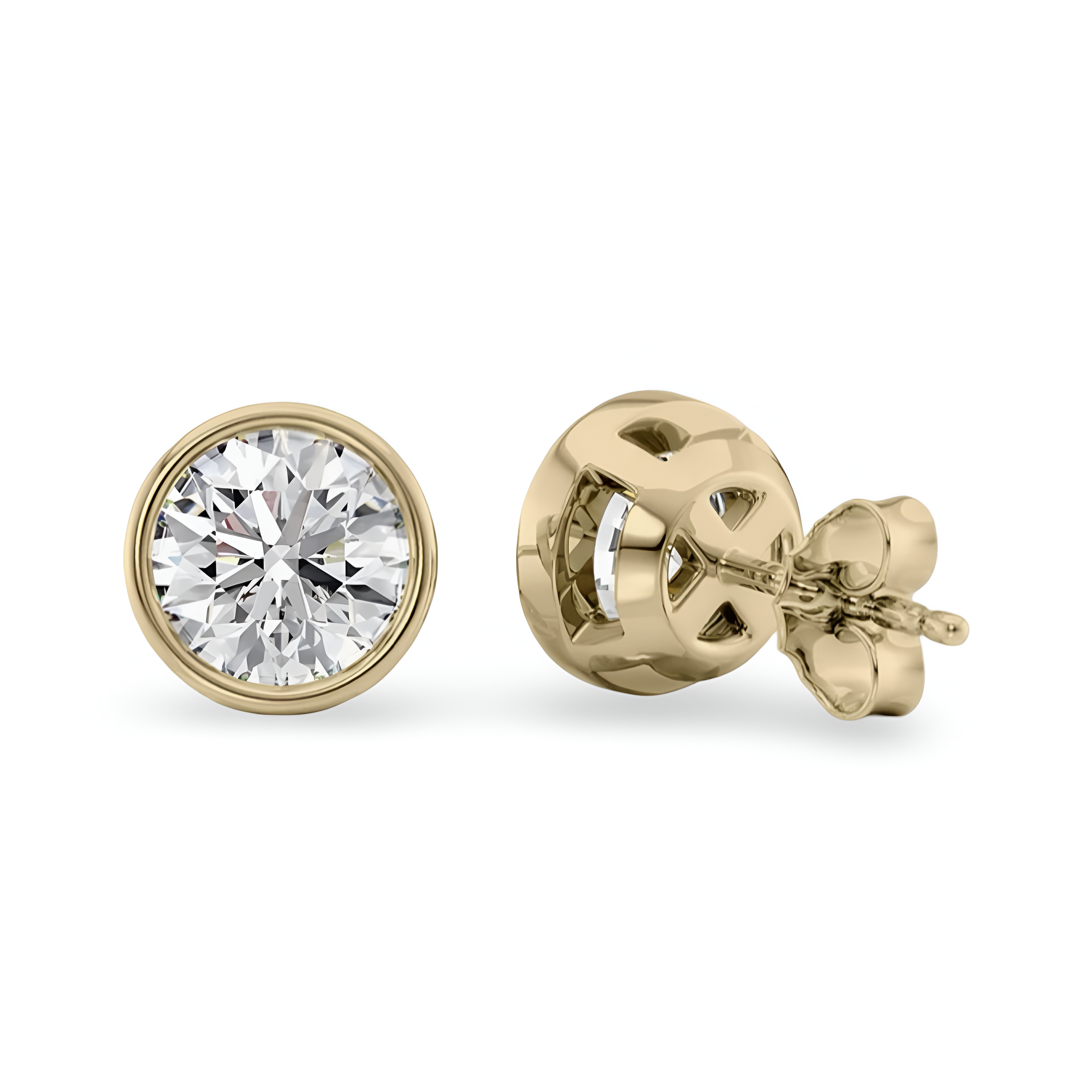 The Lumina™ Earrings – 2.0ct Round Brilliant Bezel Moissanite