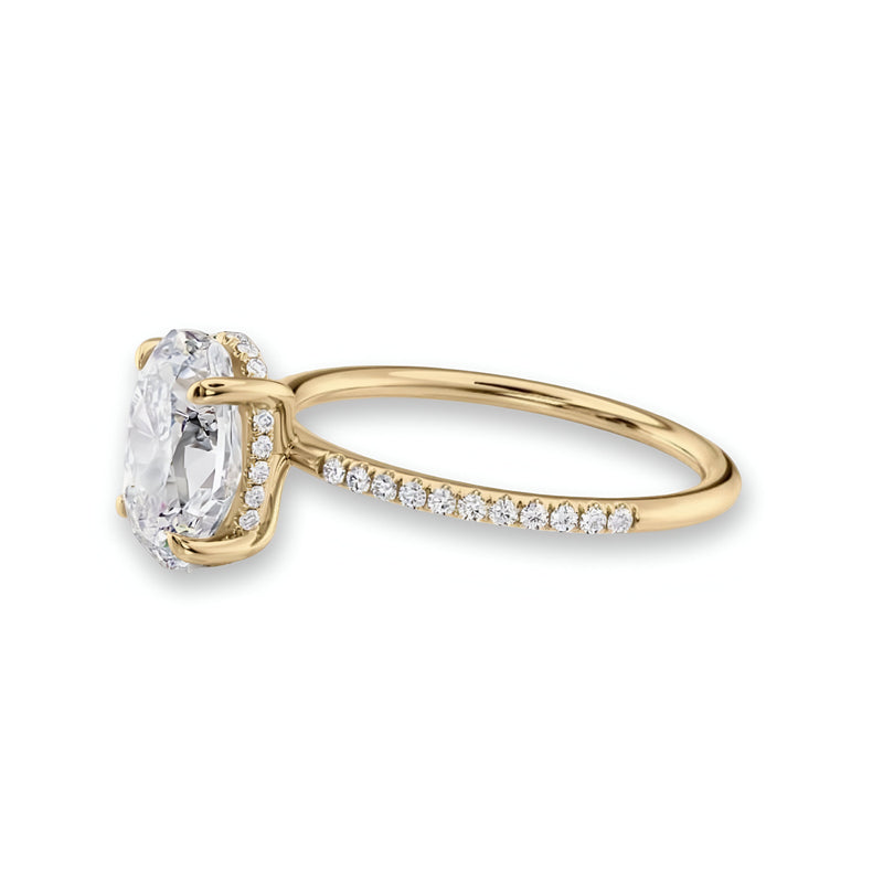 3.0CT Gold Oval Cut W/ Hidden Halo Set in Pavé
