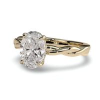 3.0ct Oval Cut Hidden Halo Twisted Shank Solitaire Ring – 9-18K Yellow Gold