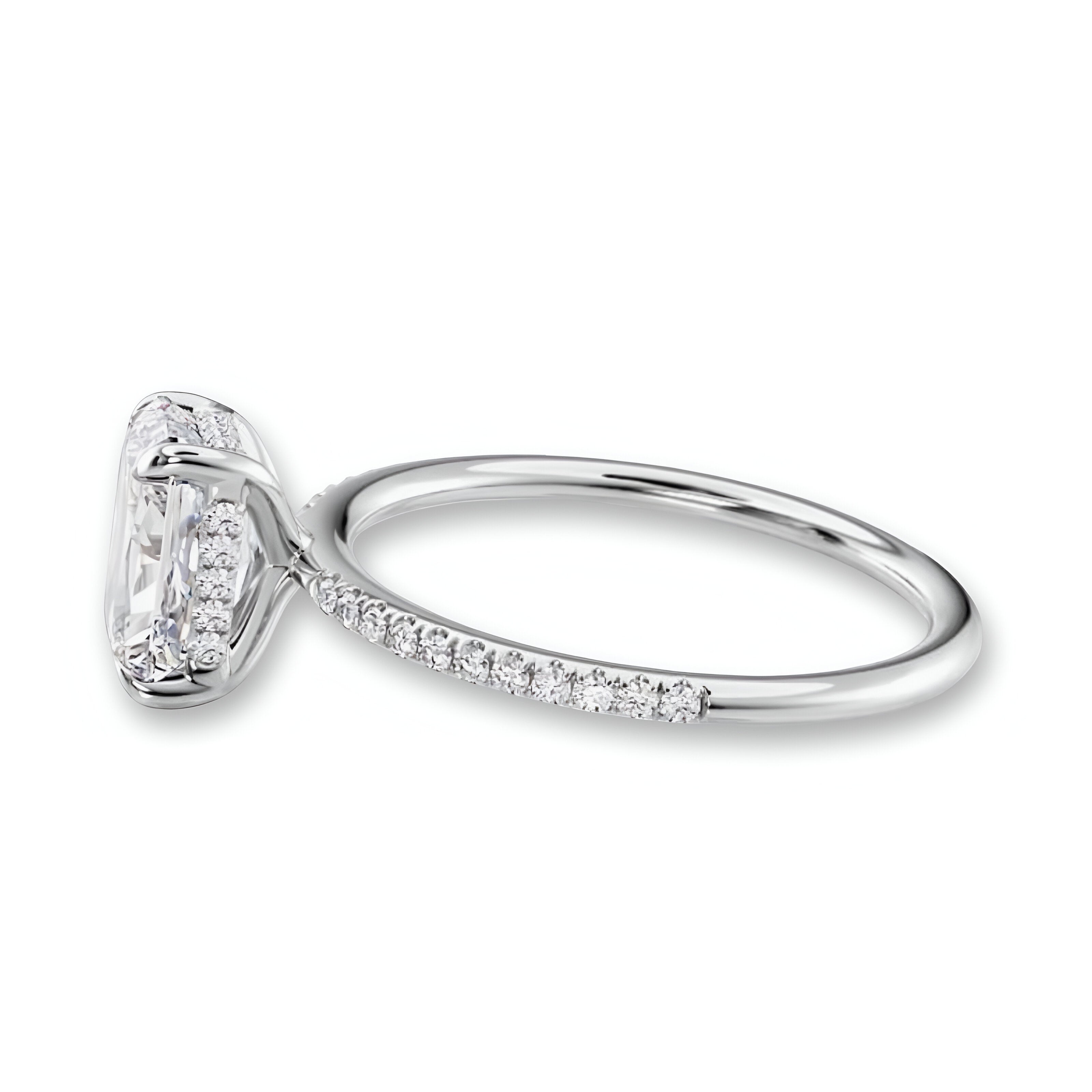 4.0CT Radiant Cut W/ Hidden Halo Set in Pavé - Sterling Silver - Cubic Zirconia