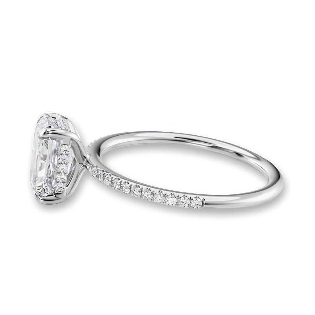 4.0CT Radiant Cut W/ Hidden Halo Set in Pavé MG ESSENCE