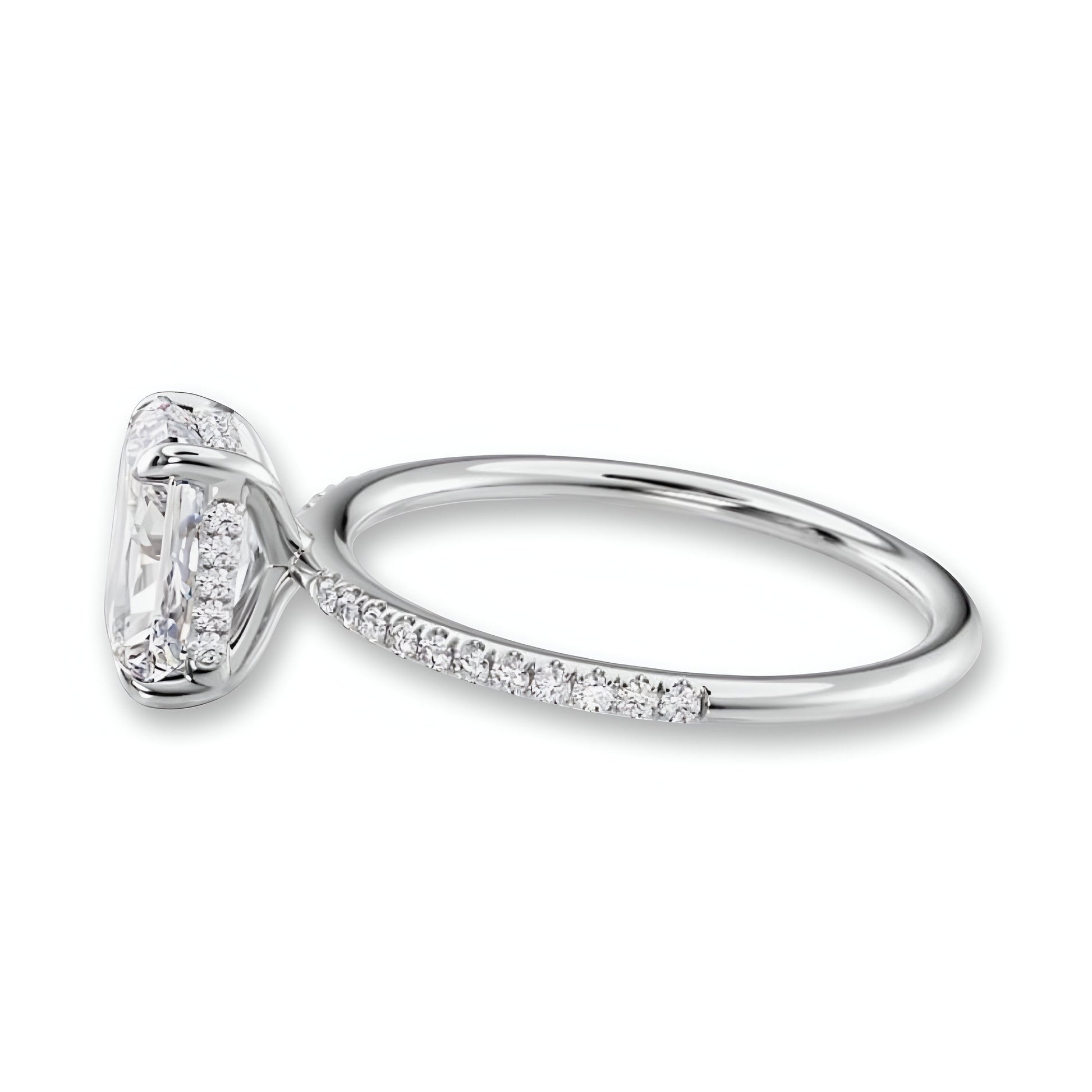 4.0CT Radiant Cut W/ Hidden Halo Set in Pavé MG ESSENCE