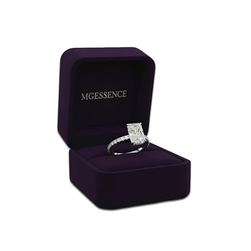 MG Vanter Glow™️ 4.0CT Radiant Cut with Hidden Halo & Pavé Ring in Sterling Silver & 14CT White Gold MG Essence