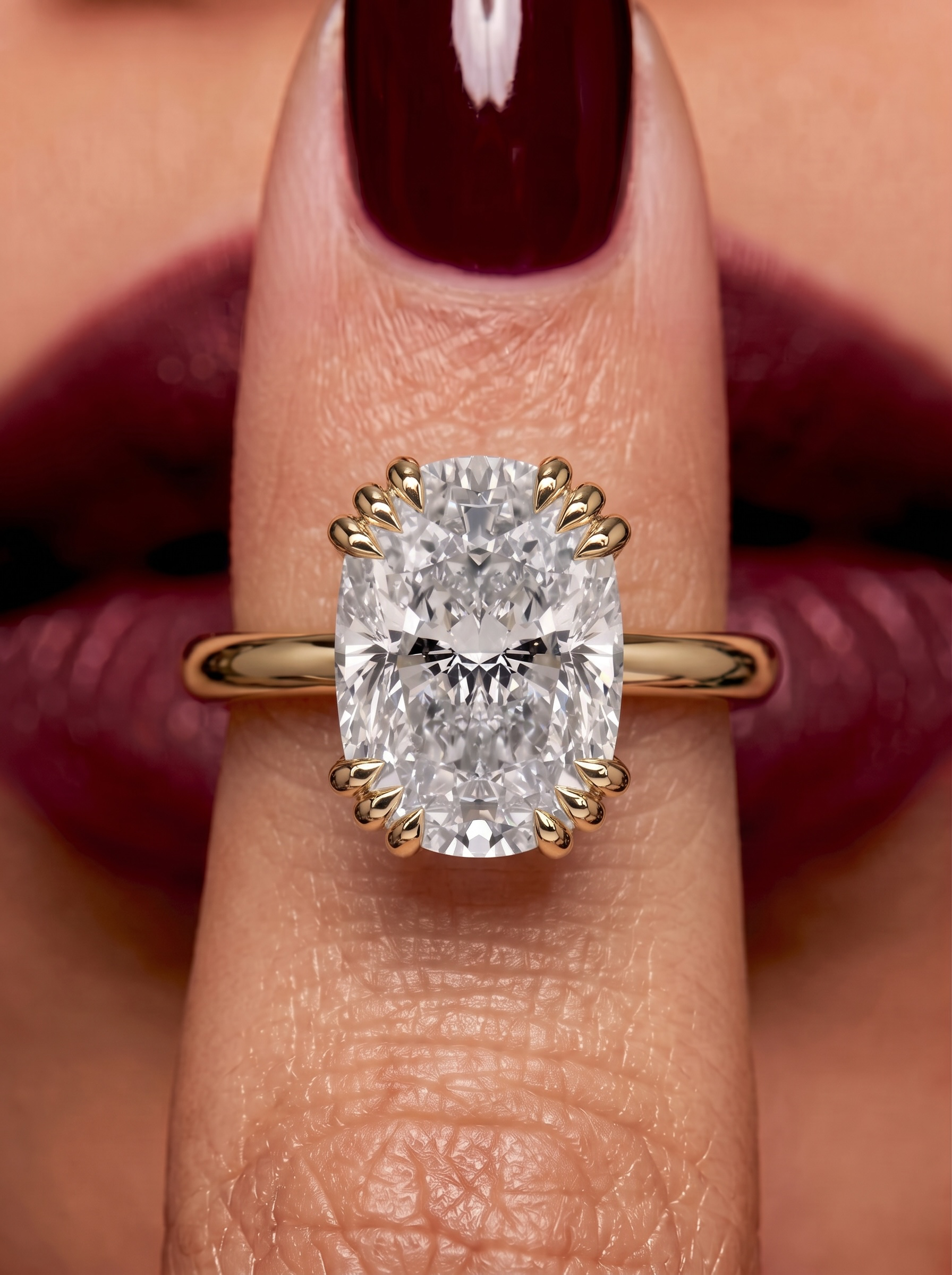 MG Talon™ Cushion Cut Solitaire with Triple-Claw Prongs