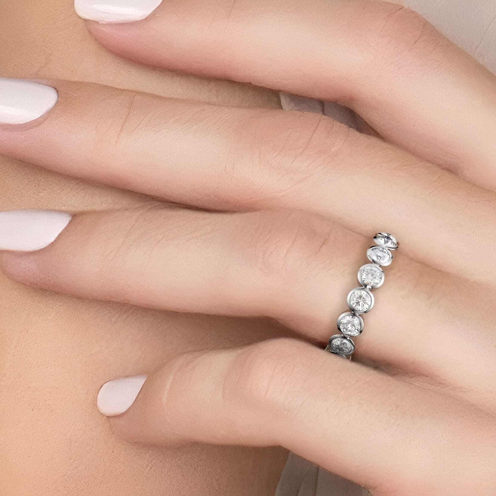 MG CASSARA®️ Majestic Silver Band with Moissanite Stones MG Essence