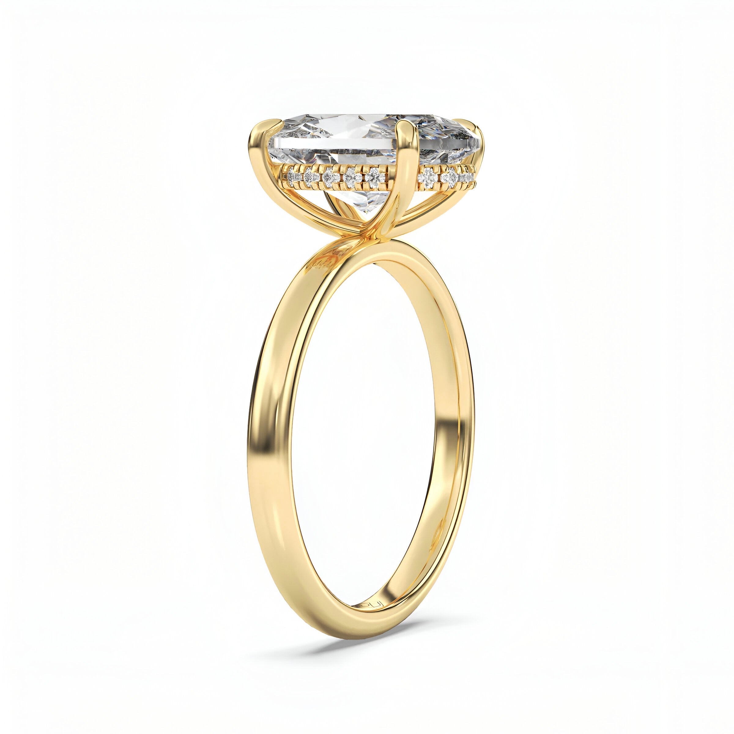 MG Celesté™️ 3.0ct Oval Hidden Halo Cathedral - 9ct & 14ct Yellow Gold
