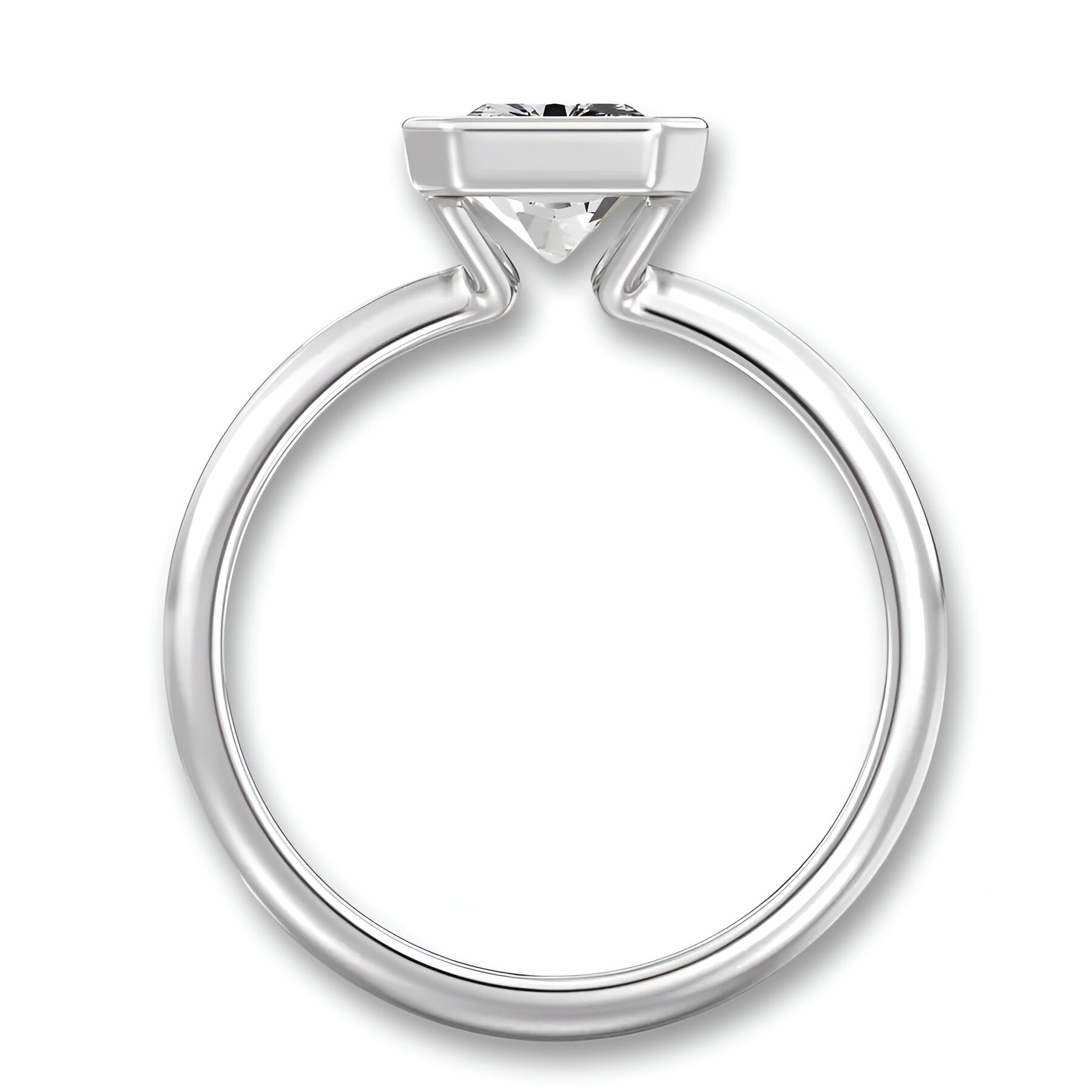 3.0 CT Radiant Cut Solitaire Bezel Setting Ring