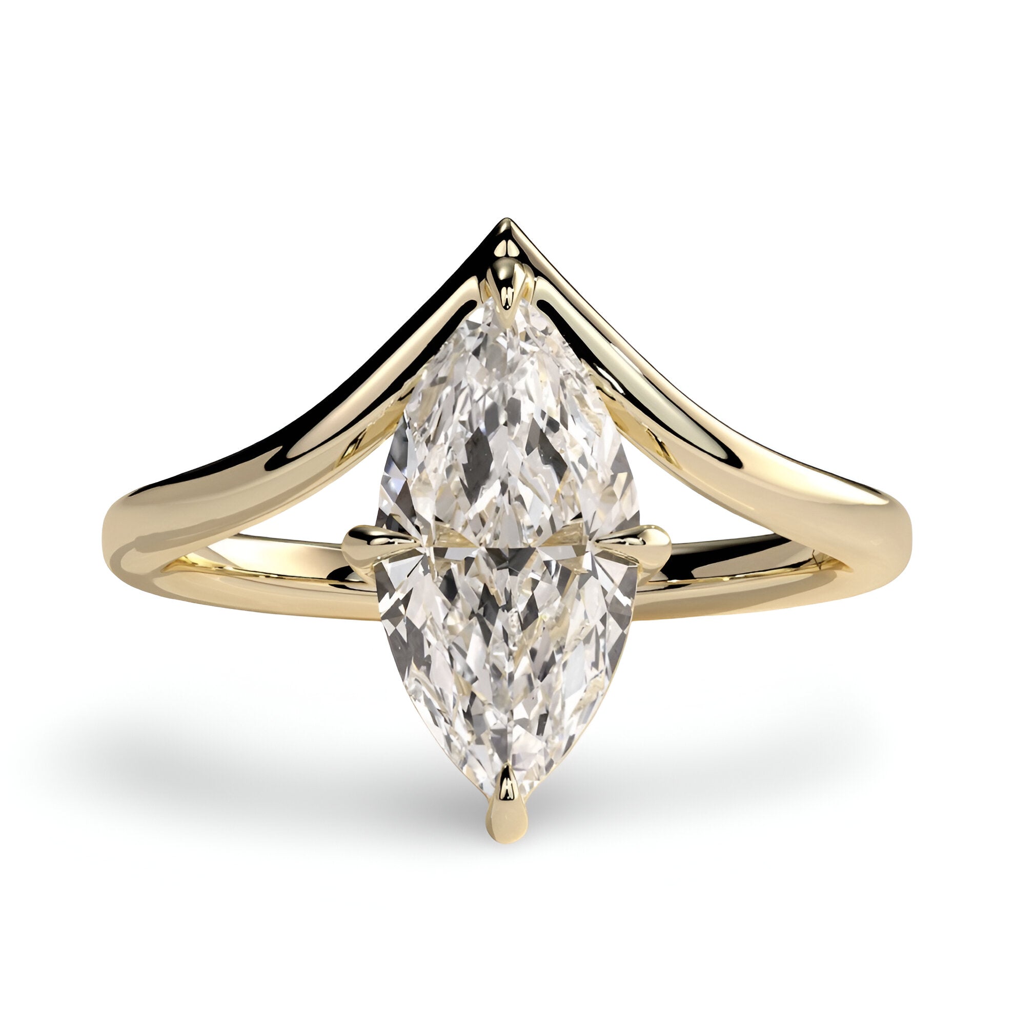 Marquise Cut V-Prong Solitaire Ring