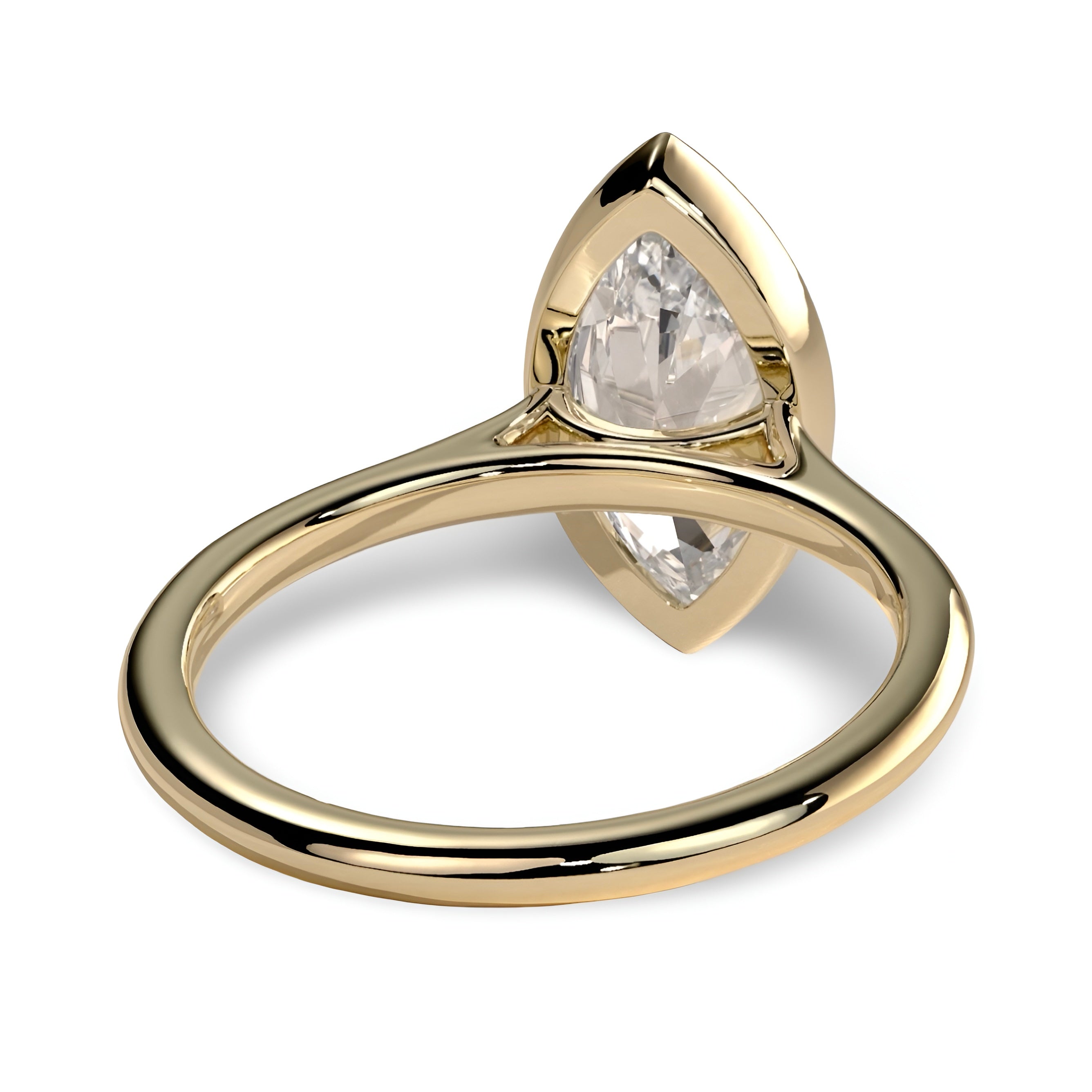 4.0ct Marquise Cut Bezel Ring in 9-18K Yellow Gold