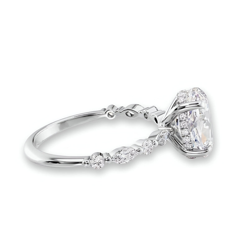 2.0CT Oval Cut W/ Half Eternity Marquise Band