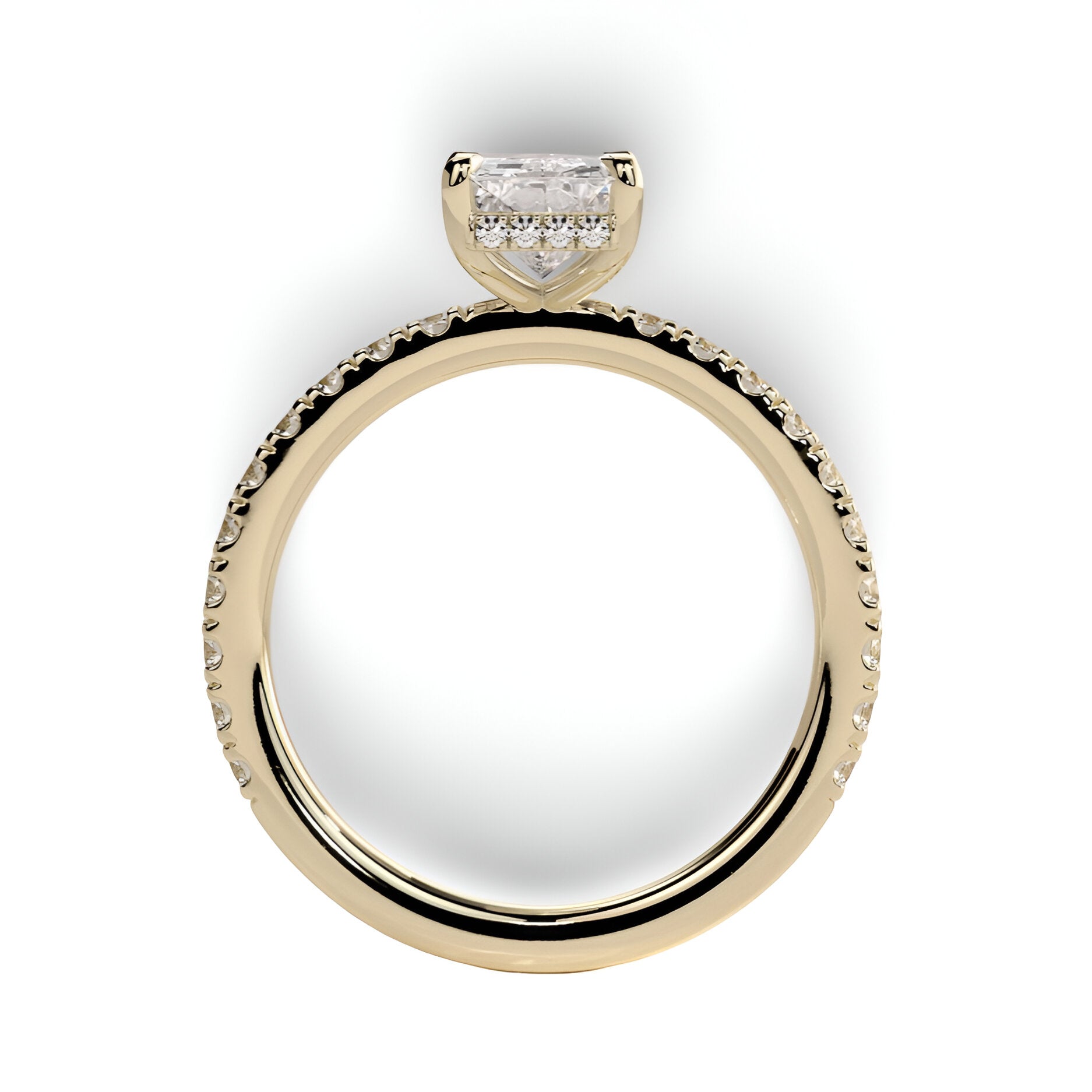 3.0CT Radiant Cut Hidden Halo Pavé Engagement Ring