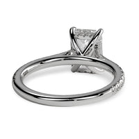 3CT Emerald Cut Hidden Halo Pavé Engagement Ring | Sterling Silver, 9K & 14K Solid White Gold