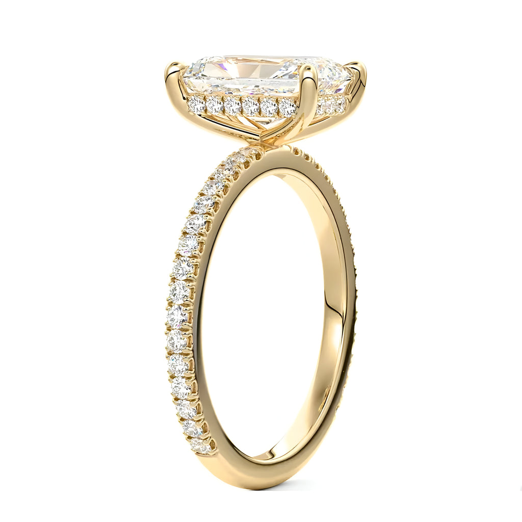 4.0 CT Radiant Cut Gold Aurora Ring MG Essence
