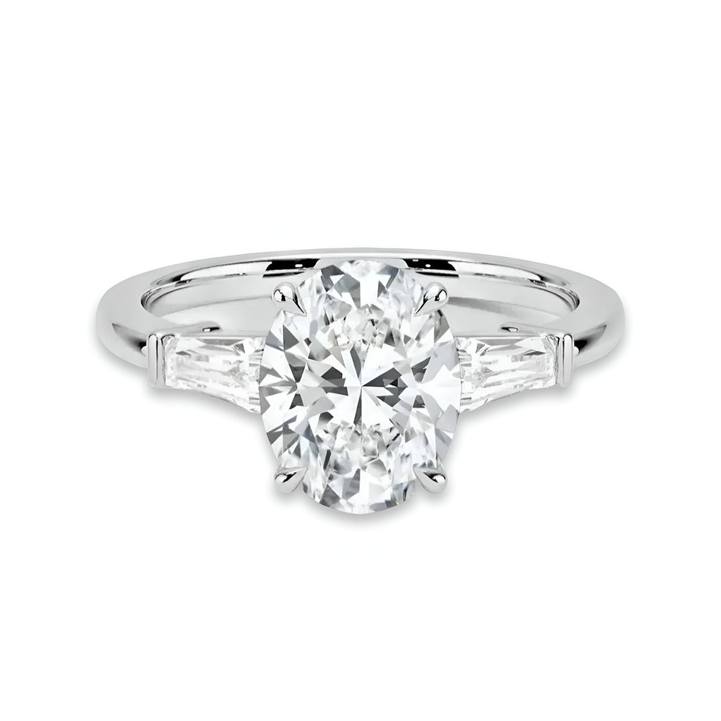 MG ELYSIA™️ 2.0ct Oval Cut with Emerald Side Stones MG ESSENCE