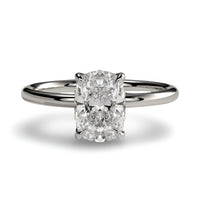 2.0ct Elongated Cushion Cut 4-Claw Solitaire Ring – Sterling Silver & 9–14k White Gold