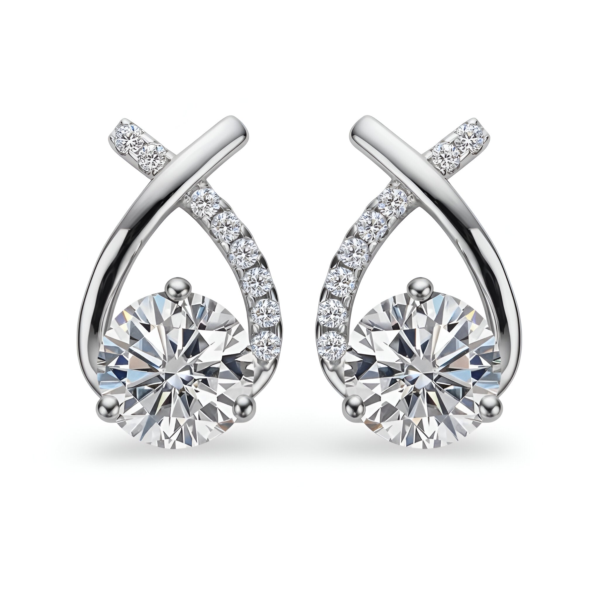 Round Brilliant Cut Moissanite Stud Earrings
(set in Sterling Silver)