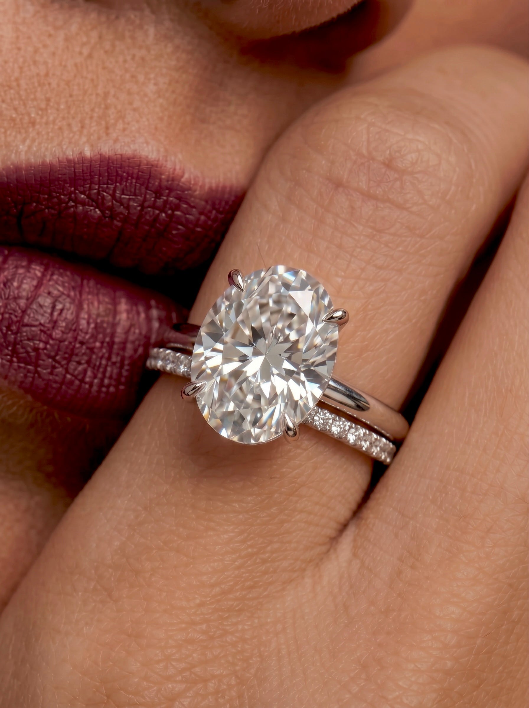 3.0CT Oval Cut Hidden Halo Bridal Set