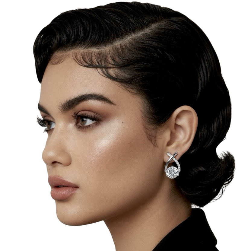 Round Brilliant Cut Moissanite Stud Earrings
(set in Sterling Silver)