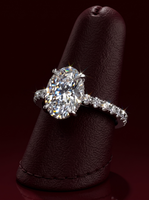 2.0CT Oval Cut Hidden Halo Pavé Engagement Ring - Sterling Silver & 9-14K White Gold