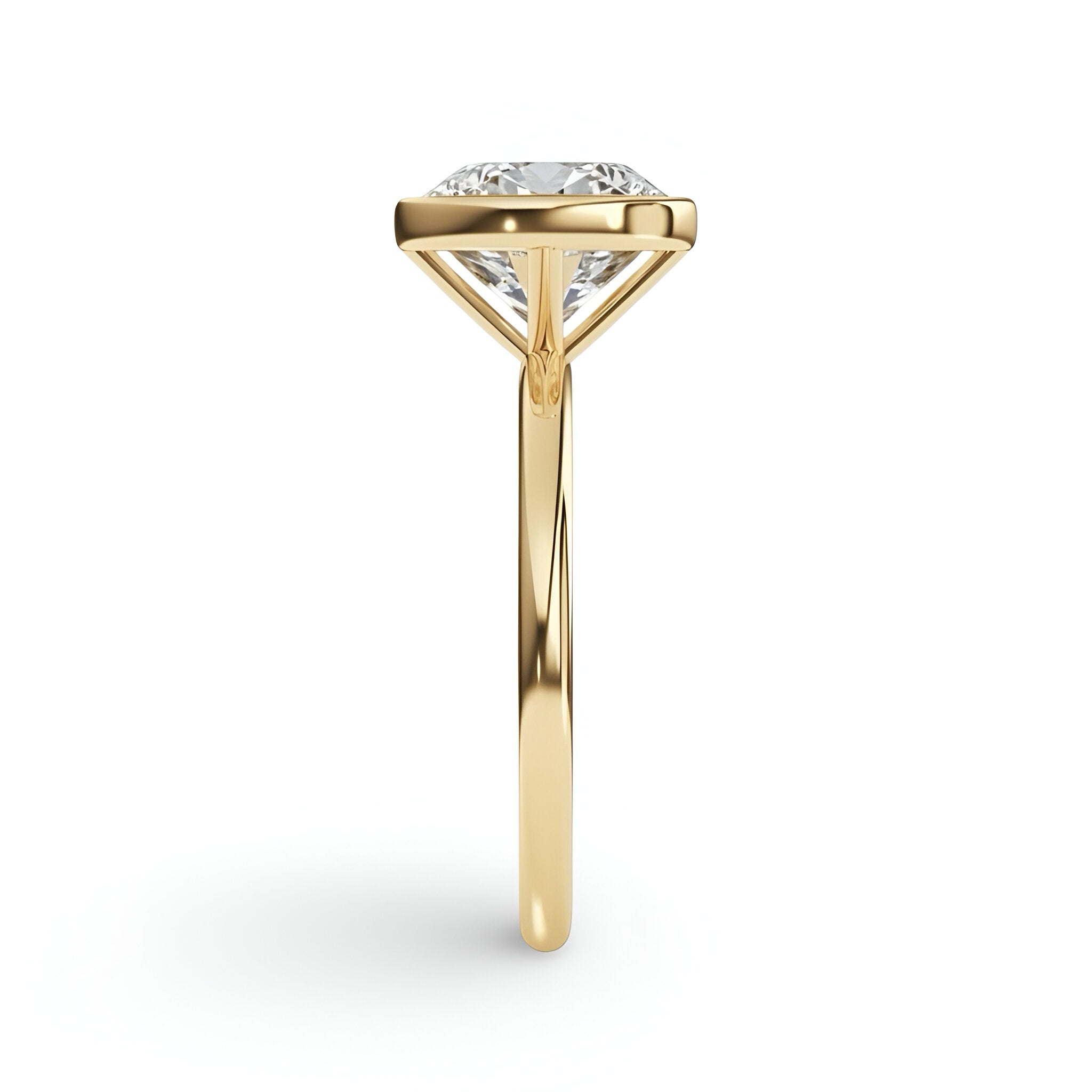 3.0ct Round Brilliant Bezel-Set Ring - Yellow Gold