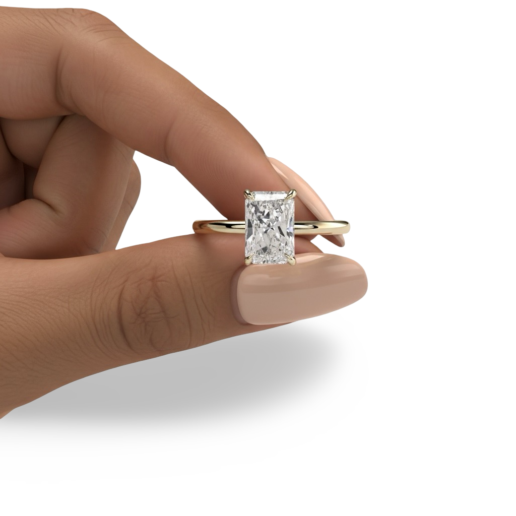 MG Luminaire™️ 3.0CT Radiant Cut Solitaire Ring - 9CT, 14CT, and 18K Yellow Gold