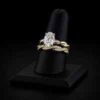 3.0ct Oval Cut Hidden Halo Twisted Shank Solitaire Ring – 9-18K Yellow Gold
