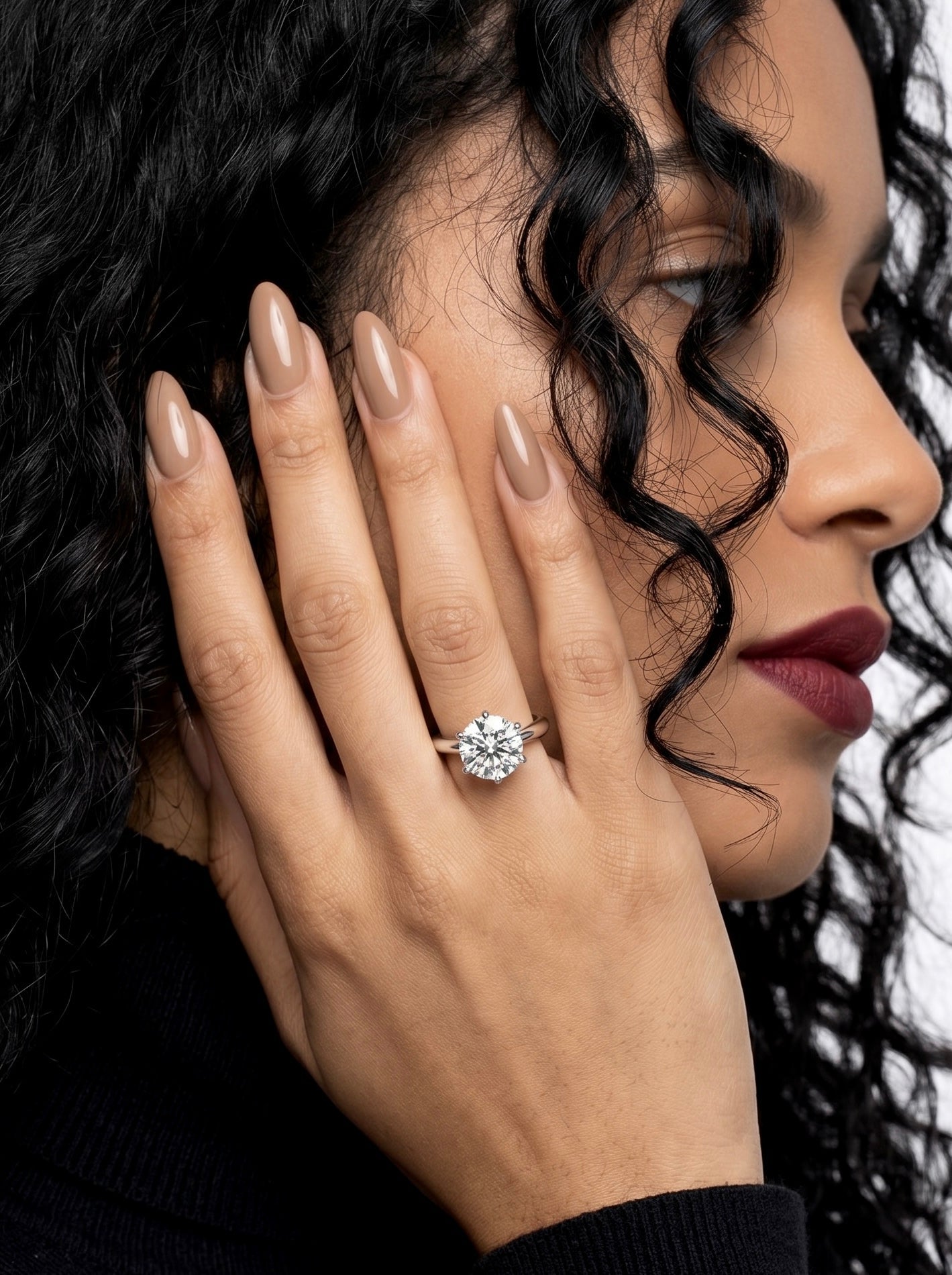2.0ct Premium Round Brilliant Solitaire • 6-Claw Tiffany Setting — Sterling Silver & White Gold