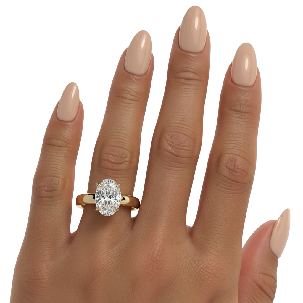 2.0ct Oval Cut Hidden Halo Solitaire Ring – 3.5mm Band
