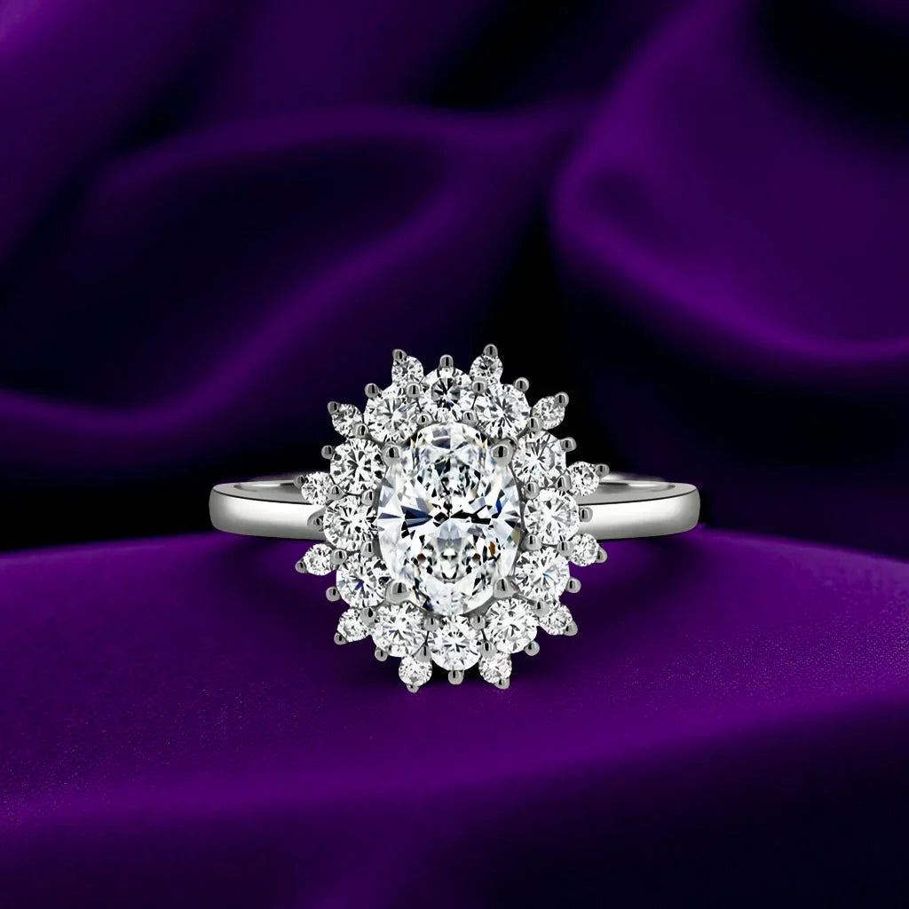 MG SIGNATURE®️ 2.0CT CATHEDRAL OVAL HALO RING - MG ESSENCE