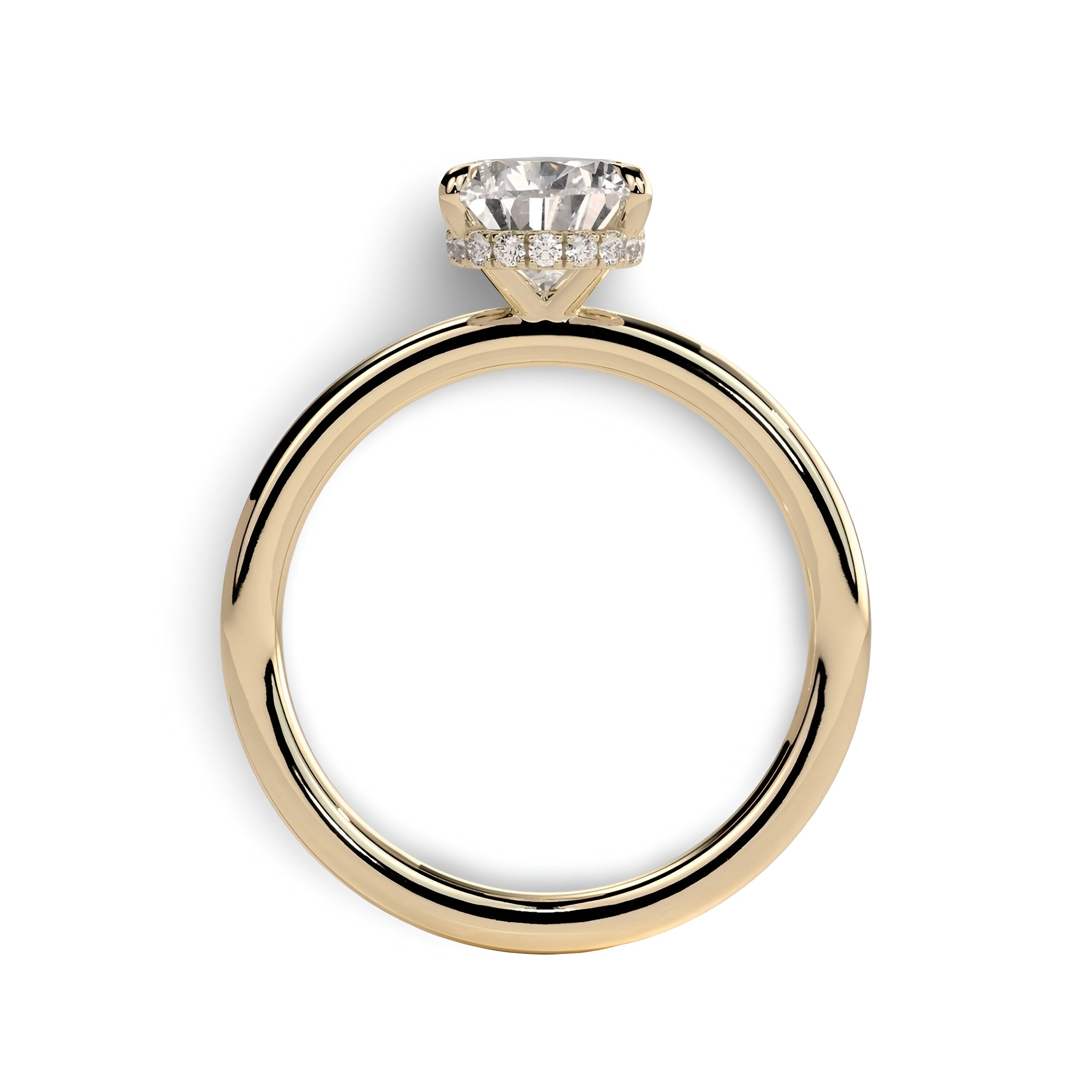 2.0ct Pear Cut Solitaire Ring with Hidden Halo – 5-Claw Setting | 9–18k Yellow Gold